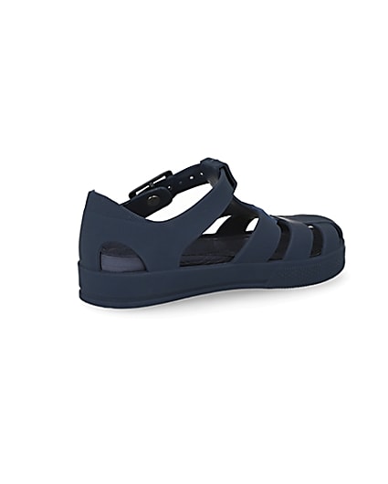 360 degree animation of product Mini boys navy Prolific caged jelly sandals frame-13