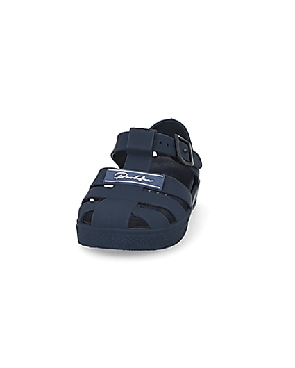 360 degree animation of product Mini boys navy Prolific caged jelly sandals frame-22