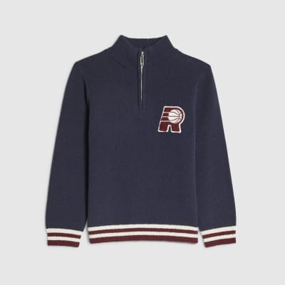 Mini Boys Navy R Basketball Boucle Jumper