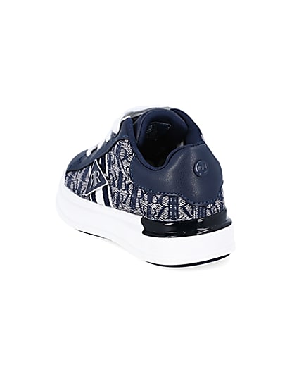 360 degree animation of product Mini boys navy RI monogram lace up trainers frame-7