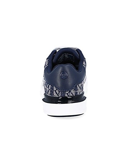 360 degree animation of product Mini boys navy RI monogram lace up trainers frame-9
