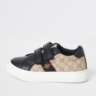 Mini boys navy RI monogram trainers 