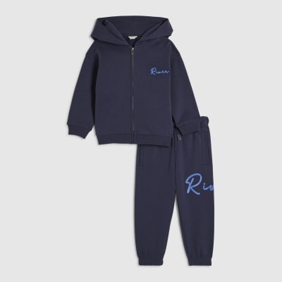 Mini Boys Navy RI Zipped Hoodie Set
