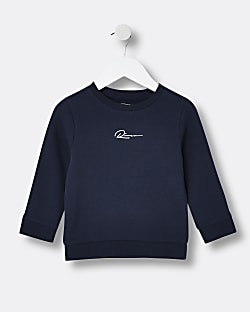 Mini Boys Navy 'River' Logo Sweatshirt