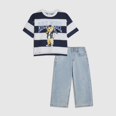 Mini Boys Navy Role Model T-Shirt Set