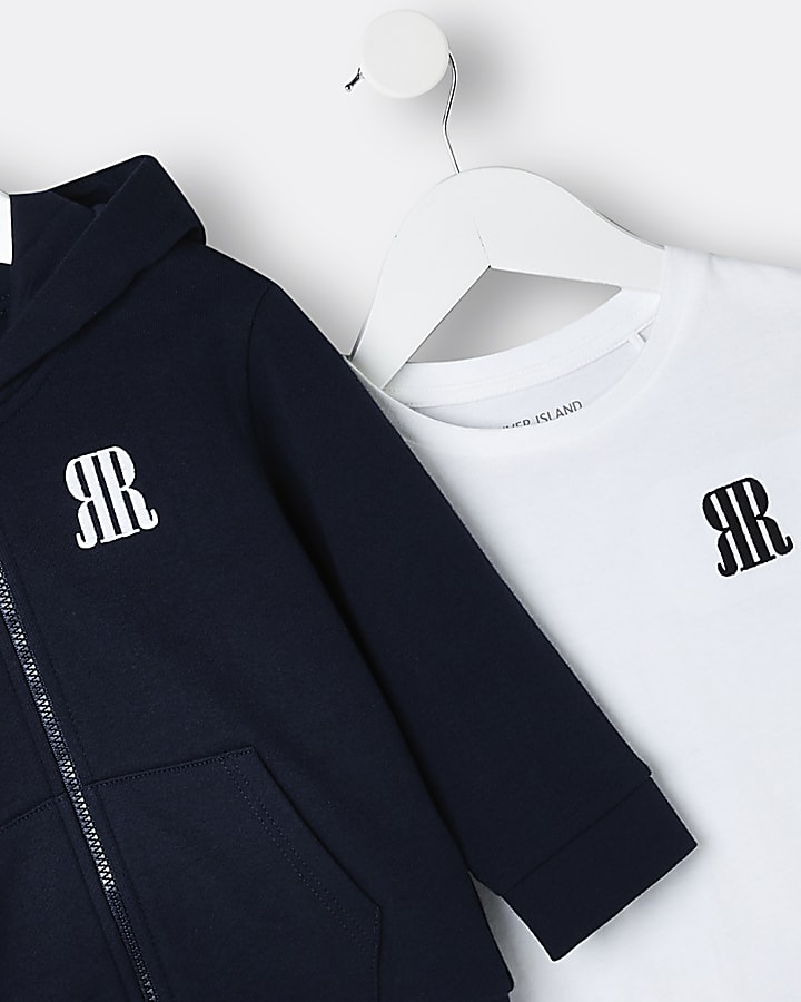 Mini boys navy RR hoodie and jogger outfit
