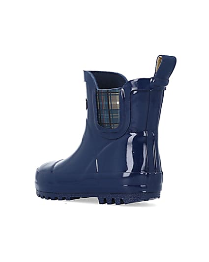 360 degree animation of product Mini Boys Navy Rubber Chelsea Wellie Boots frame-6