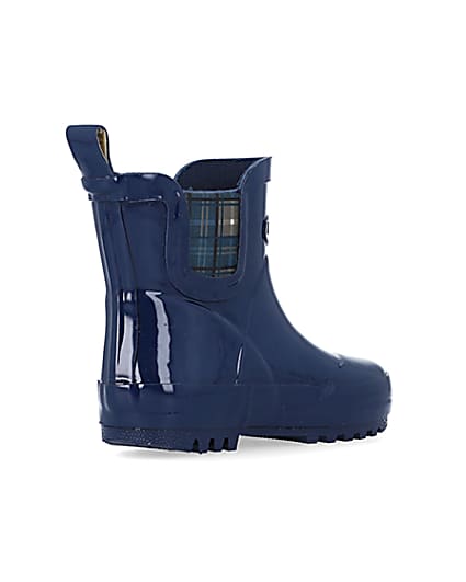 360 degree animation of product Mini Boys Navy Rubber Chelsea Wellie Boots frame-12