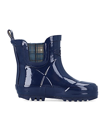 360 degree animation of product Mini Boys Navy Rubber Chelsea Wellie Boots frame-15