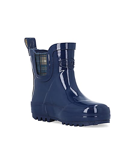 360 degree animation of product Mini Boys Navy Rubber Chelsea Wellie Boots frame-18
