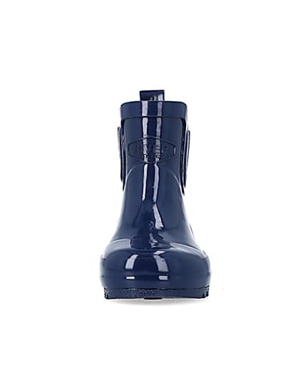 360 degree animation of product Mini Boys Navy Rubber Chelsea Wellie Boots frame-21