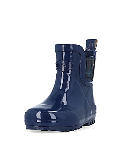 360 degree animation of product Mini Boys Navy Rubber Chelsea Wellie Boots frame-23