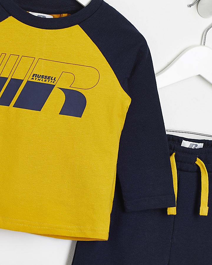 Mini boys navy Russel Athletic sweatshirt set