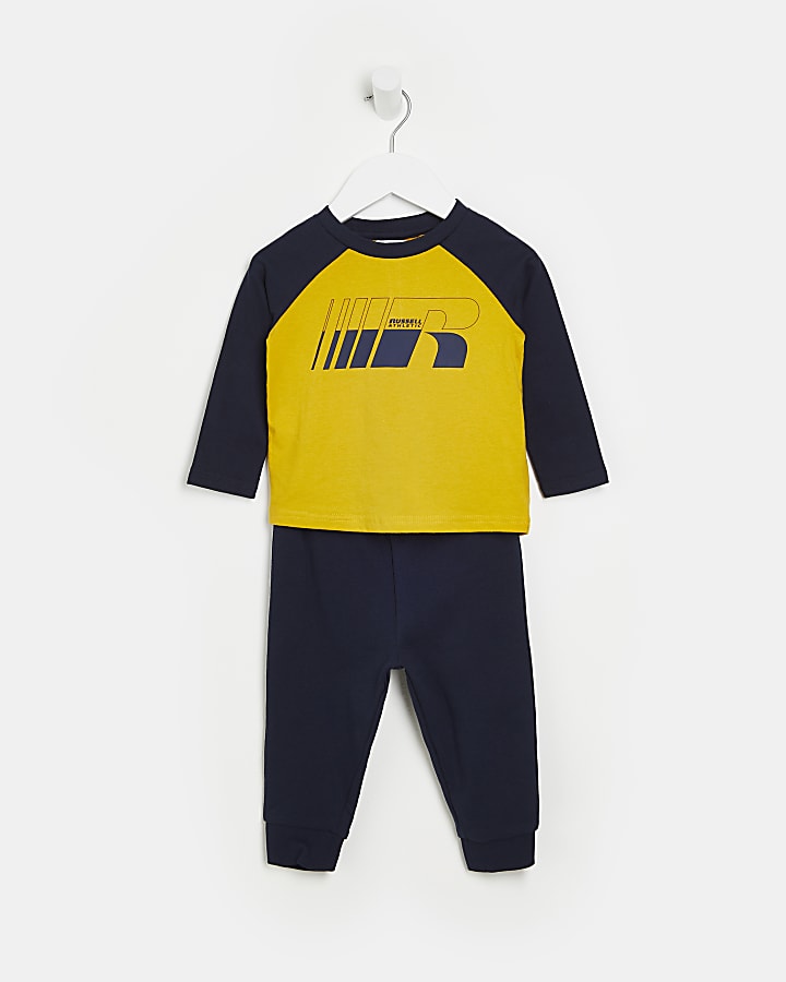 Mini boys navy Russel Athletic sweatshirt set