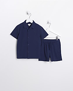 Mini Boys Navy Shirt and Shorts Set