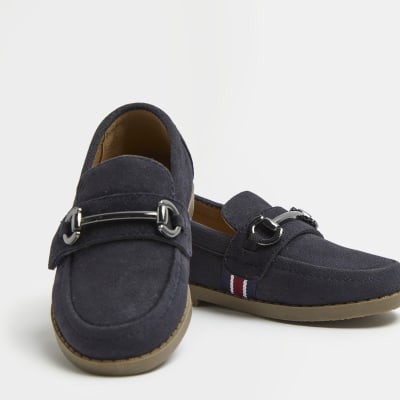 Mini boys navy snaffle loafers
