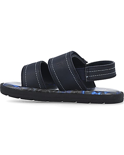360 degree animation of product Mini boys navy stitched sandals frame-4