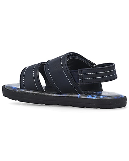 360 degree animation of product Mini boys navy stitched sandals frame-5