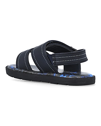 360 degree animation of product Mini boys navy stitched sandals frame-6