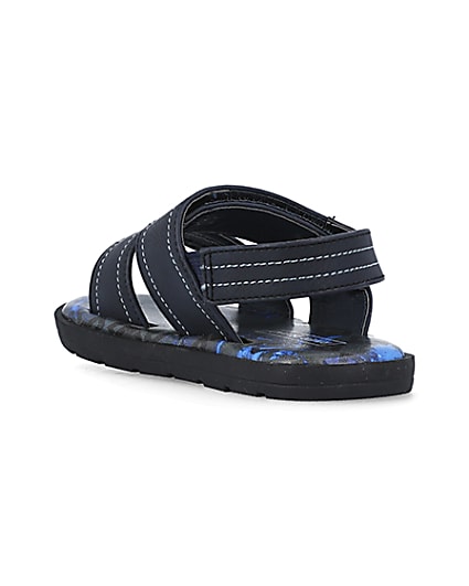 360 degree animation of product Mini boys navy stitched sandals frame-7