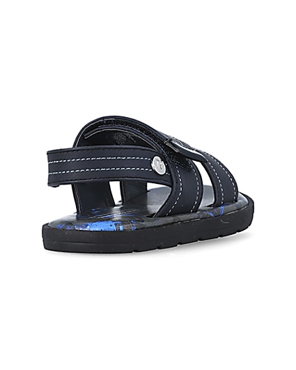 360 degree animation of product Mini boys navy stitched sandals frame-11