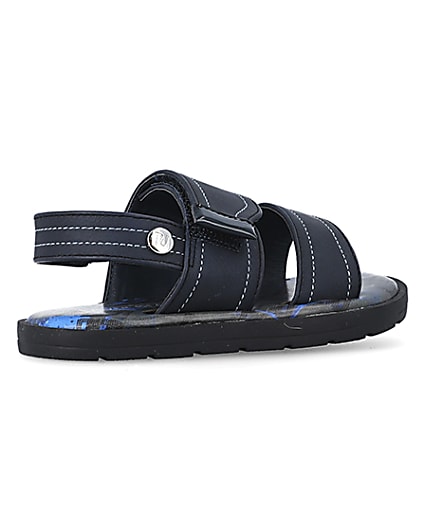360 degree animation of product Mini boys navy stitched sandals frame-13