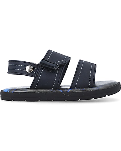 360 degree animation of product Mini boys navy stitched sandals frame-15