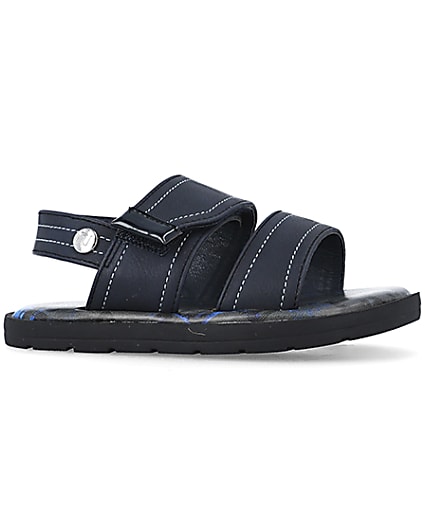 360 degree animation of product Mini boys navy stitched sandals frame-16