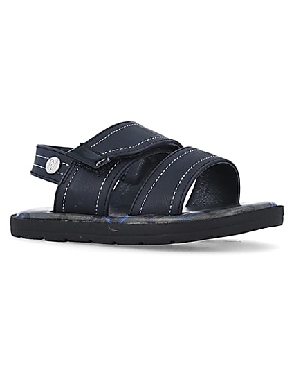 360 degree animation of product Mini boys navy stitched sandals frame-17