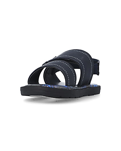 360 degree animation of product Mini boys navy stitched sandals frame-23
