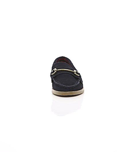 360 degree animation of product Mini boys navy suede snaffle loafers frame-4
