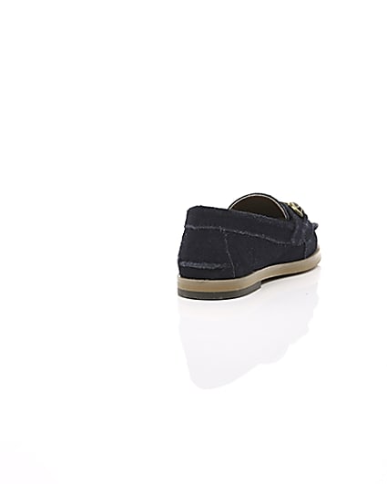 360 degree animation of product Mini boys navy suede snaffle loafers frame-14