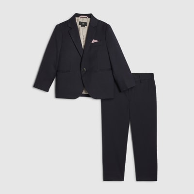 Mini Boys Navy Tailored Suit Jacket Set
