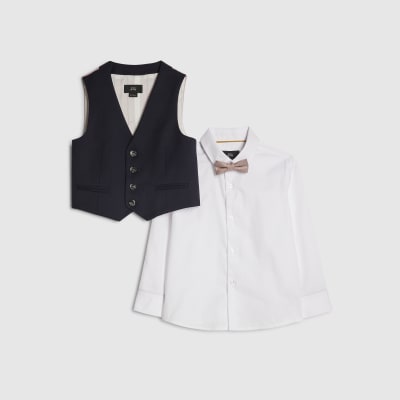 Mini Boys Navy Tailored Waistcoat 3 Piece Set