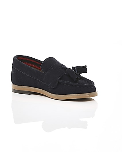 360 degree animation of product Mini boys navy tassel loafers frame-7