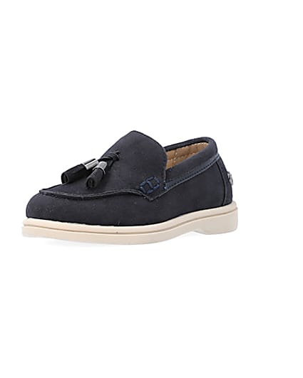360 degree animation of product Mini Boys Navy Tassel Loafers frame-0