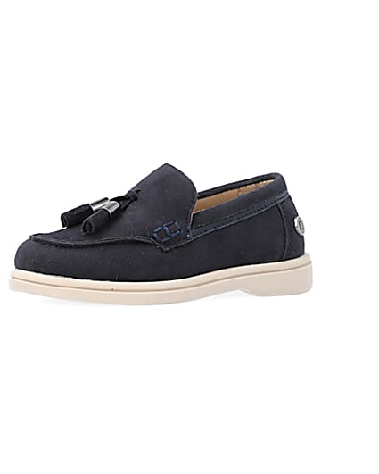 360 degree animation of product Mini Boys Navy Tassel Loafers frame-1