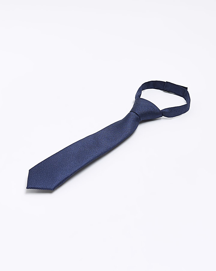 Mini boys navy textured tie