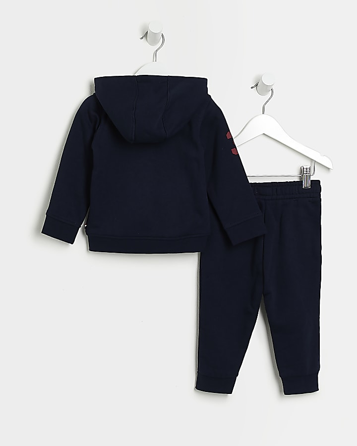 Mini boys navy US POLO zip hoodie set