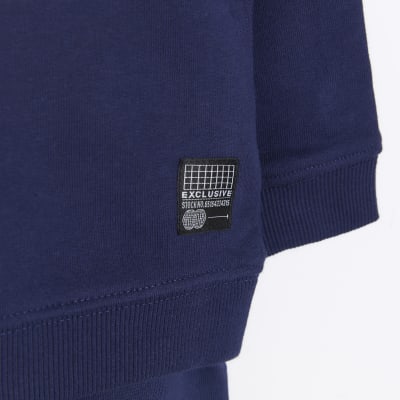 Mini boys navy varsity sweatshirt and shorts