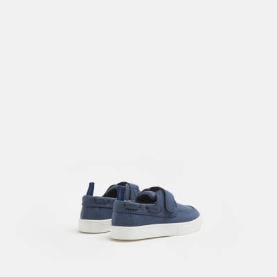 Mini boys navy velcro boat shoes