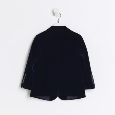 Boys blue velvet blazer hot sale