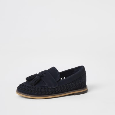 boys navy loafers