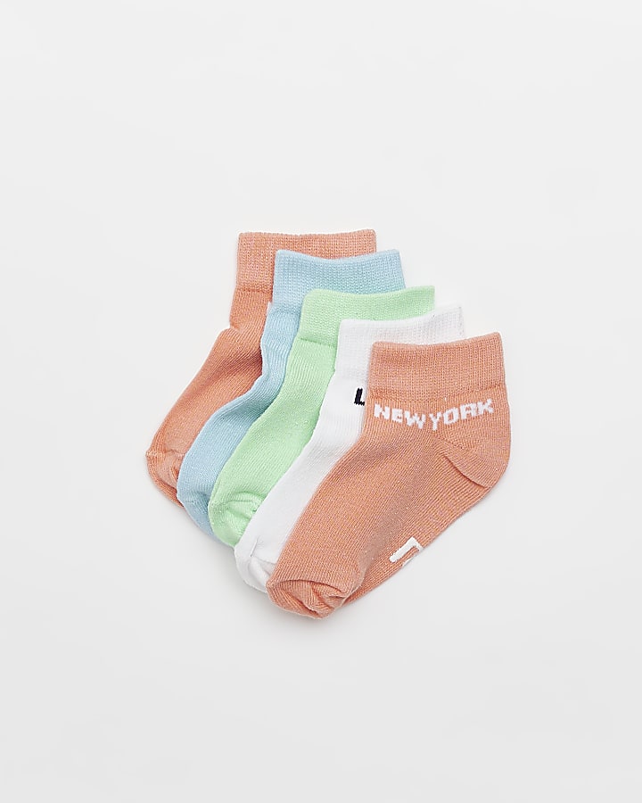 Mini boys orange city names socks 5 pack