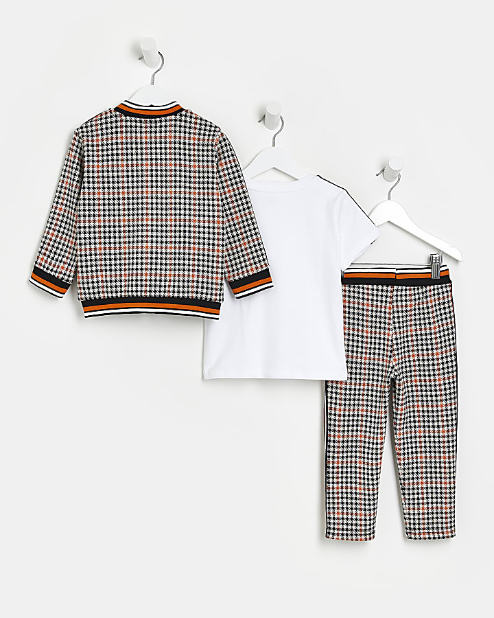 Mini boys Orange Dogtooth 3 piece outfit