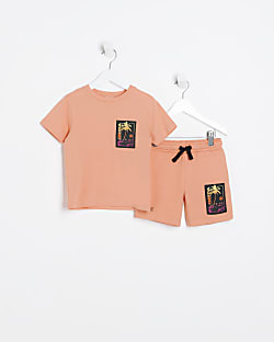Mini boys Orange Florida Print outfit