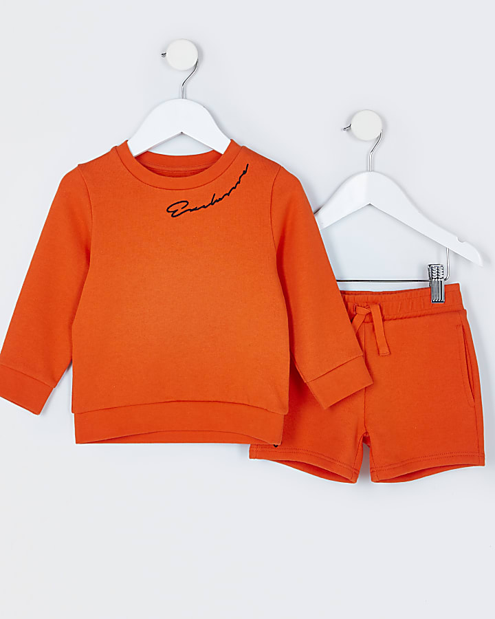 Mini boys orange sweatshirt outfit