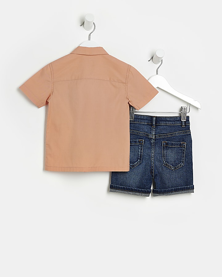 Mini boys Orange Tropical Shirt outfit