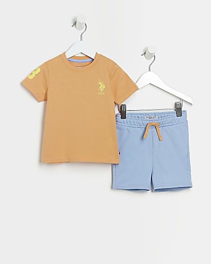 Mini boys orange US POLO t-shirt outfit