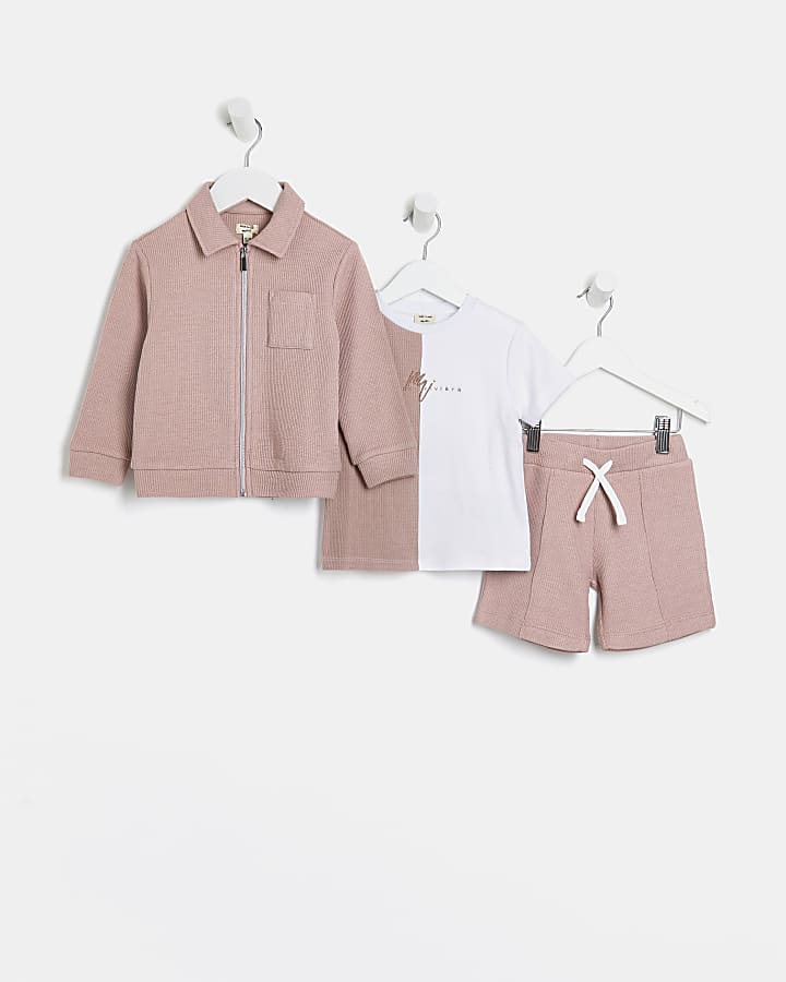 Mini boys pink Maison Riviera 3 piece outfit